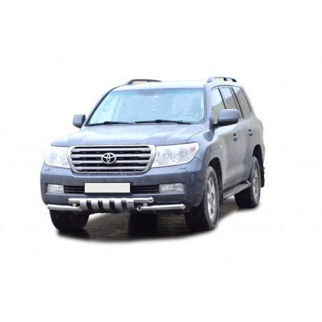 Защита переднего бампера «Труба двойная» Люкс (d63,5) для Toyota Land Cruiser 200 (2007-2011)(Окрашенное) купить недорого с доставкой в Истра