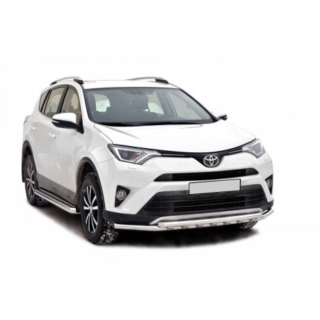 Защита переднего бампера «Труба двойная» (d51) для Toyota RAV4 рестайлинг (2015-н.в.)(Окрашенное) купить недорого с доставкой в Истра