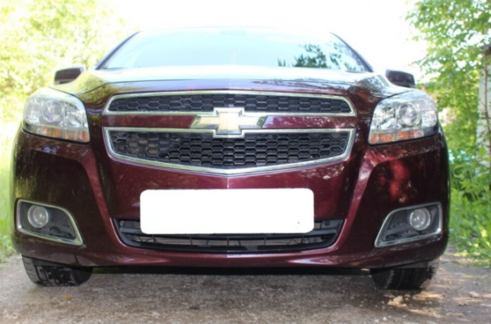 Защита радиатора "Standart" Chevrolet Malibu (2012-2015) чёрная купить недорого с доставкой в Истра