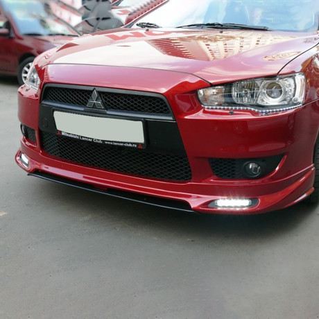 Накладка (юбка) переднего бампера "Zodiak" (с планкой) для Mitsubishi Lancer X (2007-2010) купить недорого с доставкой в Истра