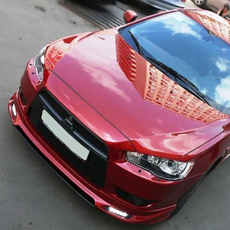 Накладка (юбка) переднего бампера "Zodiak" (с планкой) для Mitsubishi Lancer X (2007-2010) купить недорого с доставкой в Истра