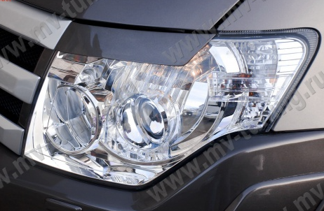 Накладки на фары (реснички) для Mitsubishi Pajero 4 (2006-2015) купить недорого с доставкой в Истра