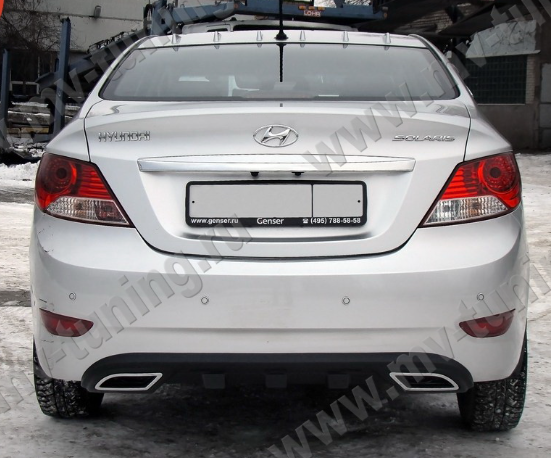 Диффузор заднего бампера var №2 (текстурный пластик) для Hyundai Solaris (2010-2013) купить недорого с доставкой в Истра