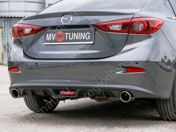 Диффузор заднего бампера var №2 (с килями) для Mazda 3 (2013-н.в.) купить недорого с доставкой в Истра
