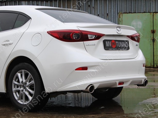 Диффузор заднего бампера var №2 (с килями) для Mazda 3 (2013-н.в.) купить недорого с доставкой в Истра